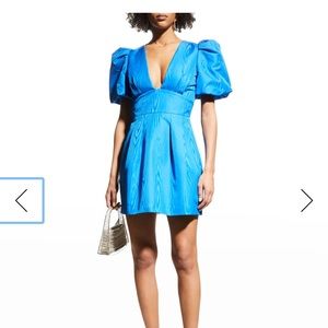 Rebecca Valence puff-sleeve pleated mini dress